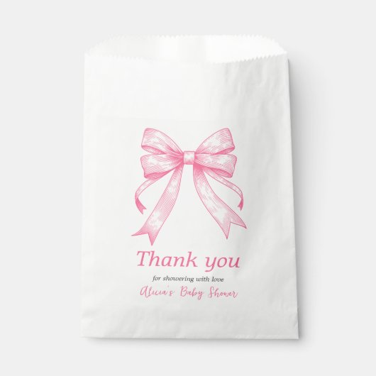 Sachets En Papier Coquette Pink Bow Retro Baby shower fille (Devant)