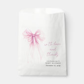 Sachets En Papier Coquette rose Bow Aquarelle bébé fille douche (Devant)