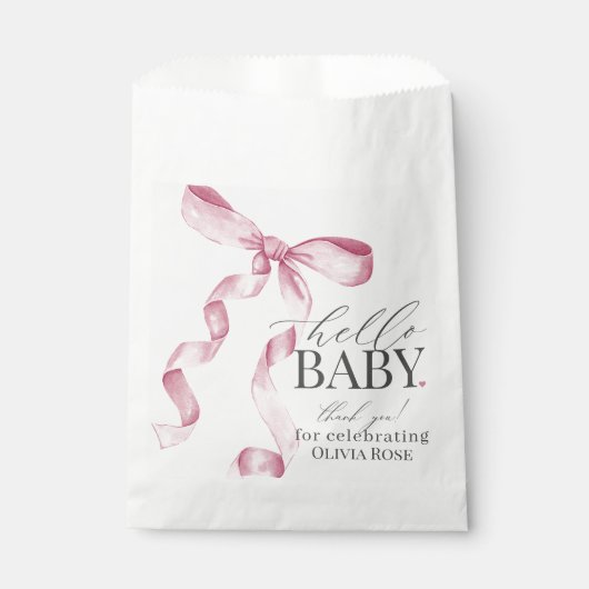 Sachets En Papier Coquette Rose Bow Girl Baby shower Dessert (Devant)