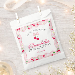 Sachets En Papier Coquette rose cerise Bow Anniversaire Dessert