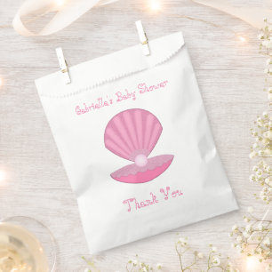 Sachets En Papier Coquille d'huîtres pour fille rose et Baby shower 