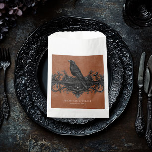 Sachets En Papier Corbeau noir gothique et Mariage rouille Rose noir