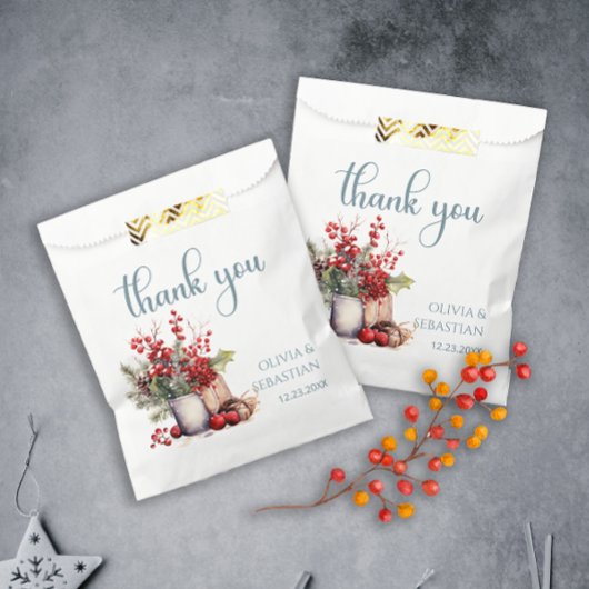 Sachets En Papier Cosy Winter Rowan bouquet Mariage