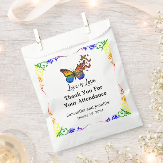 Sachets En Papier Couleurs arc-en-ciel lesbiennes L'amour est Mariag (Coupé)