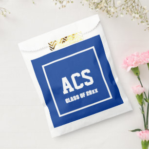 Sachets En Papier Couleurs et lettres scolaires bleu royal et blanc