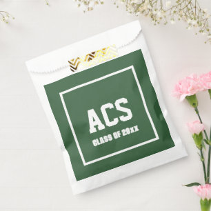 Sachets En Papier Couleurs et lettres scolaires vertes et blanches