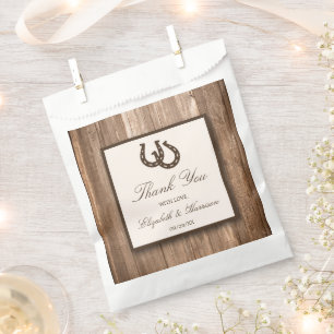 Sachets En Papier Country Rustic Horseshoe & Brown Wood Mariage