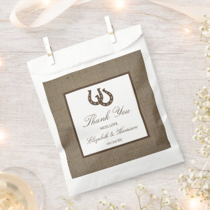 Sachets En Papier Country Rustic Horseshoe Sur Burlap Mariage