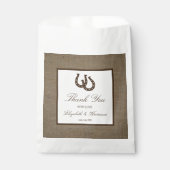 Sachets En Papier Country Rustic Horseshoe Sur Burlap Mariage (Devant)