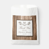 Sachets En Papier Country Rustic Monogram Branche & Mariage bois (Devant)