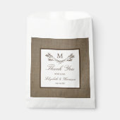 Sachets En Papier Country Rustic Monogramme Branche & Mariage Burlap (Devant)