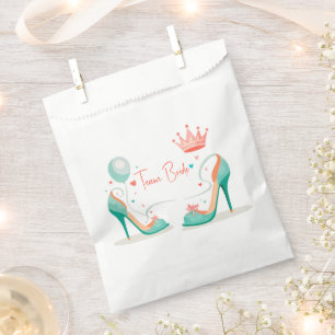 Sachets En Papier Couronne et talons hauts – Thème rose et vert ment