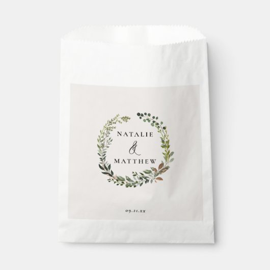 Sachets En Papier Couronne feuillage rustique fête de mariage d'hive (Devant)