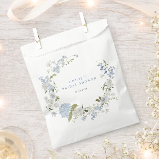 Sachets En Papier Couronne florale bleue délicate pour douche de mar (Coupé)