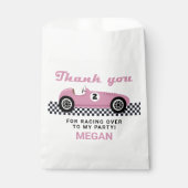 Sachets En Papier Course de voiture rose course Anniversaire (Devant)