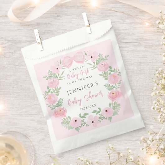 Sachets En Papier Courte couronne rose florale avec arc bébé fille d (Coupé)