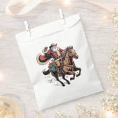 Sachets En Papier Cowboy Père Noël Monter Un Cheval Noël (Coupé)