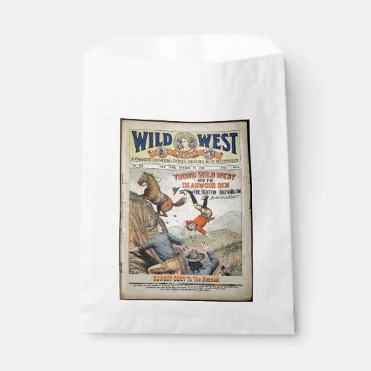 Sachets En Papier Cowboy Wild West Ajouter Boy's Name Birthday Party (Devant)