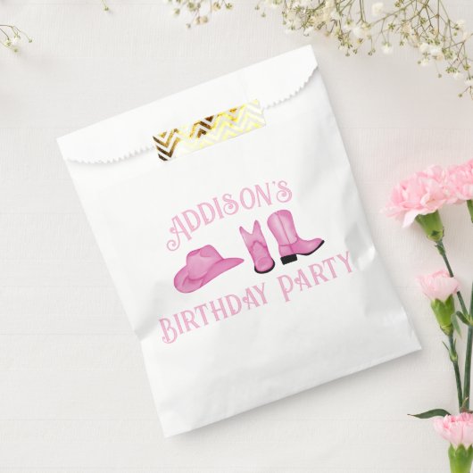 Sachets En Papier Cowgirl Casquette et bottes texte rose clair (Scellé)