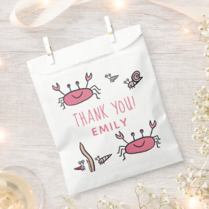 Sachets En Papier Crabe rose mignon Animaux de mer Fille Merci Anniv