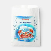 Sachets En Papier Crabe Turquoise 1er anniversaire Pool Party Custom (Devant)