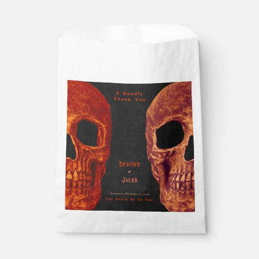 Sachets En Papier Crâne gothique Orange noir Halloween Merci (Devant)