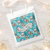 Sachets En Papier Crânes à sucre et torons Turquoise ID725 (Coupé)