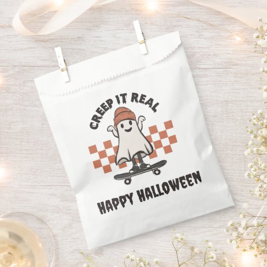 Sachets En Papier Creep it Real Skateboard Ghost Happy Halloween (Coupé)