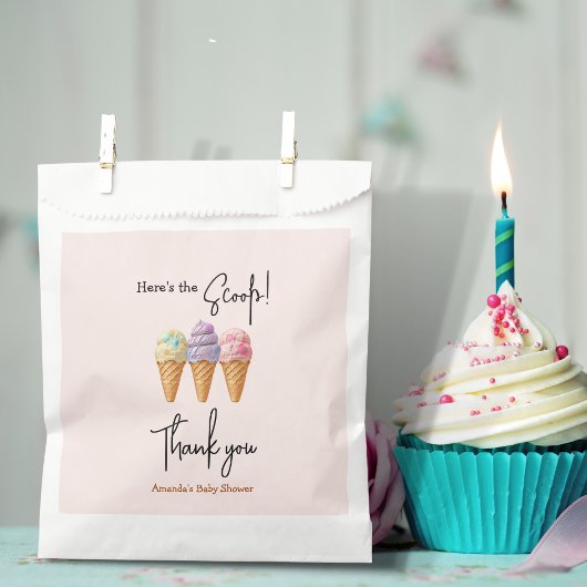 Sachets En Papier Crème glacée douce été ici Baby shower Scoop