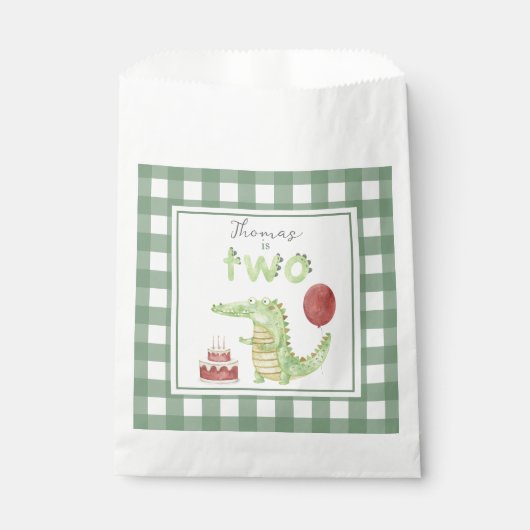 Sachets En Papier Crocodile d'aquarelle 2e anniversaire (Devant)