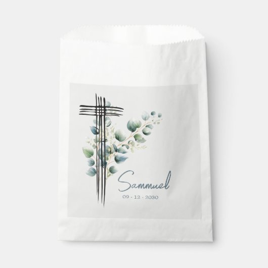 Sachets En Papier Croix Bleue Botanique Moderne Religieuse (Devant)