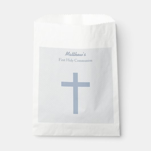 Sachets En Papier Croix Bleue Pastel Communion (Devant)