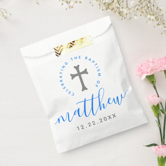 Sachets En Papier Croix du baptême bleu (Scellé)