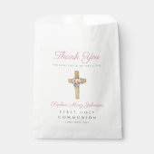 Sachets En Papier Croix florale moderne Première communion fille (Devant)