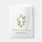 Sachets En Papier Croix religieuse Vert Botanique Dieu béni Baptême (Devant)