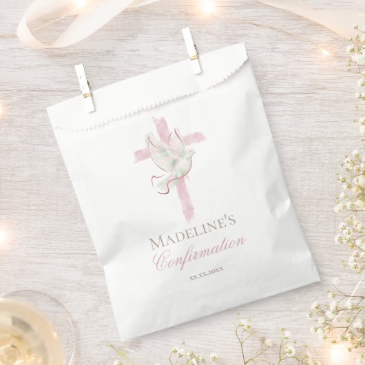Sachets En Papier Croix rose de confirmation (Coupé)