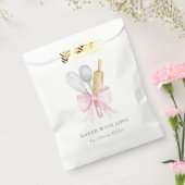 Sachets En Papier Cuit Avec Amour Élégant Bow Rose Personnalisé (Scellé)