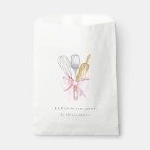 Sachets En Papier Cuits Avec Amour Élégant Nœud Rose Personnalisé (Devant)