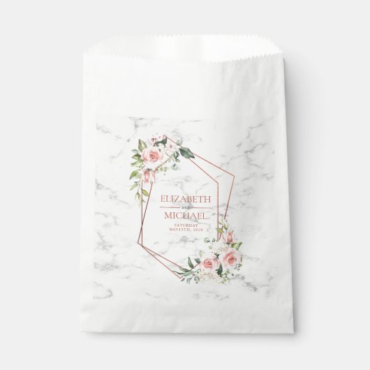 SACHETS EN PAPIER CUIVRE GÉOMÉTRIQUE MARBRE ROSE FLORALE (Devant)