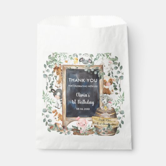 Sachets En Papier Culinaire verdoyante Animaux de ferme Anniversaire (Devant)