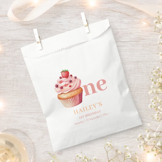 Sachets En Papier Cupcake Anniversaire Invitation, Filles 1er Annive (Coupé)