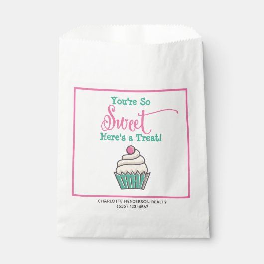 Sachets En Papier Cupcake mignonne avec gâteau sucré cerise (Devant)