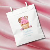 Sachets En Papier Cupcake Rose Aquarelle Au Baby shower Chocolé