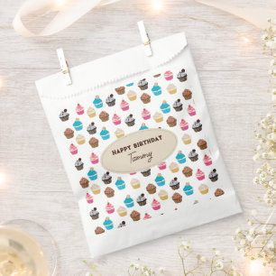Sachets En Papier Cupcakes Couleur Motif fête d'anniversaire