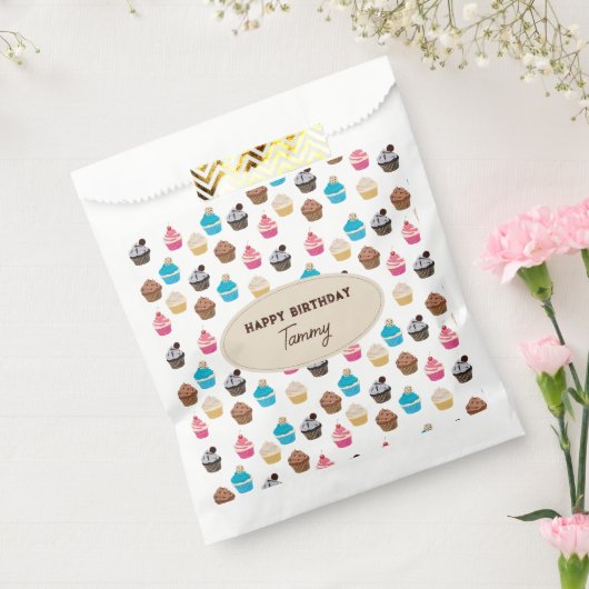 Sachets En Papier Cupcakes Couleur Motif fête d'anniversaire (Scellé)
