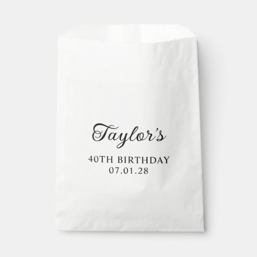 Sachets En Papier Curly Script 40e anniversaire (Devant)