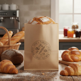 Sachets En Papier Custom Rustic Bakery Logo Kraft Paper Treat Bag