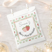 Sachets En Papier Customisable Strawberry Gingham First Birthday (Coupé)