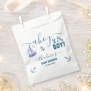 Sachets En Papier Cute Ahoy C'est un Boy Sailboat Baby shower nautiq
