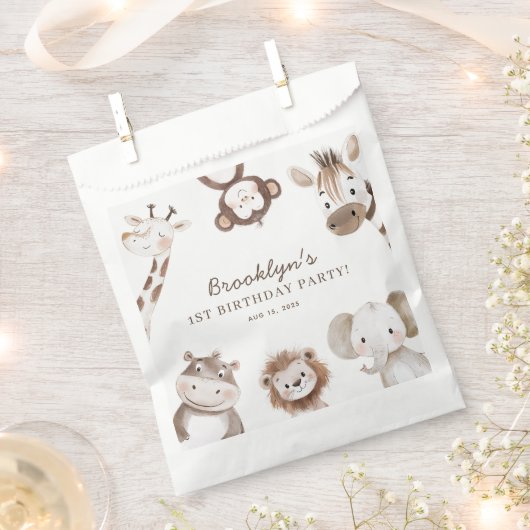 Sachets En Papier Cute Animals Safari Jungle Birthday Party Kids (Coupé)